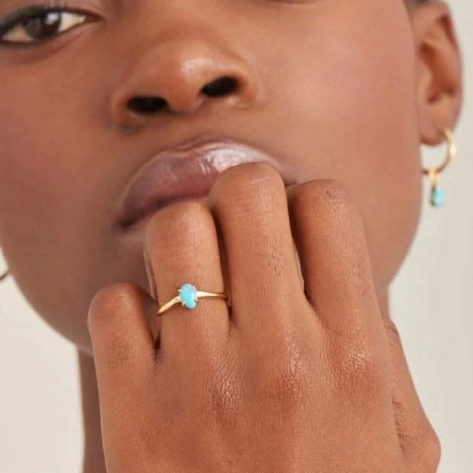 Turquoise Wave Adjustable Ring R044-01G