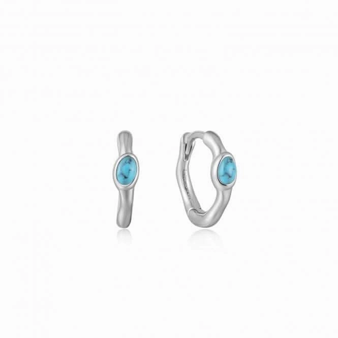 Turquoise Wave Huggie Hoop Earrings E044-02H