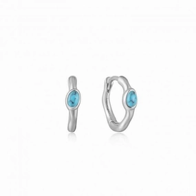 Turquoise Wave Huggie Hoop Earrings E044-02H