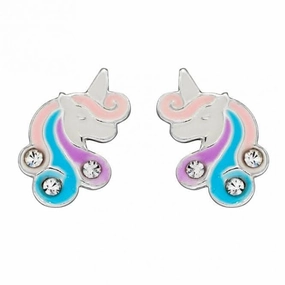 Unicorn Enamel Zirconia Stud Earrings A2072C