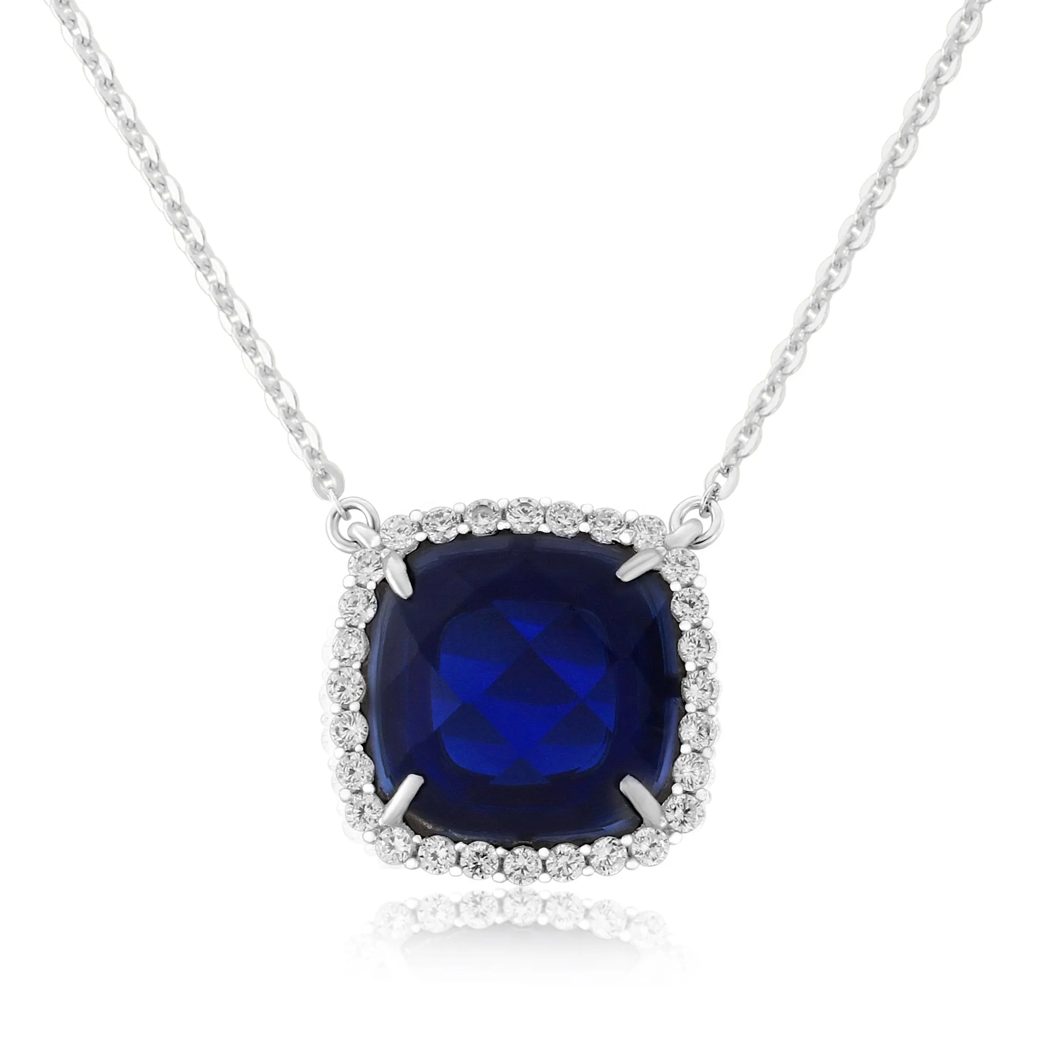 Waterford Jewellery Sterling Silver Blue and White Cubic Zirconia Necklace