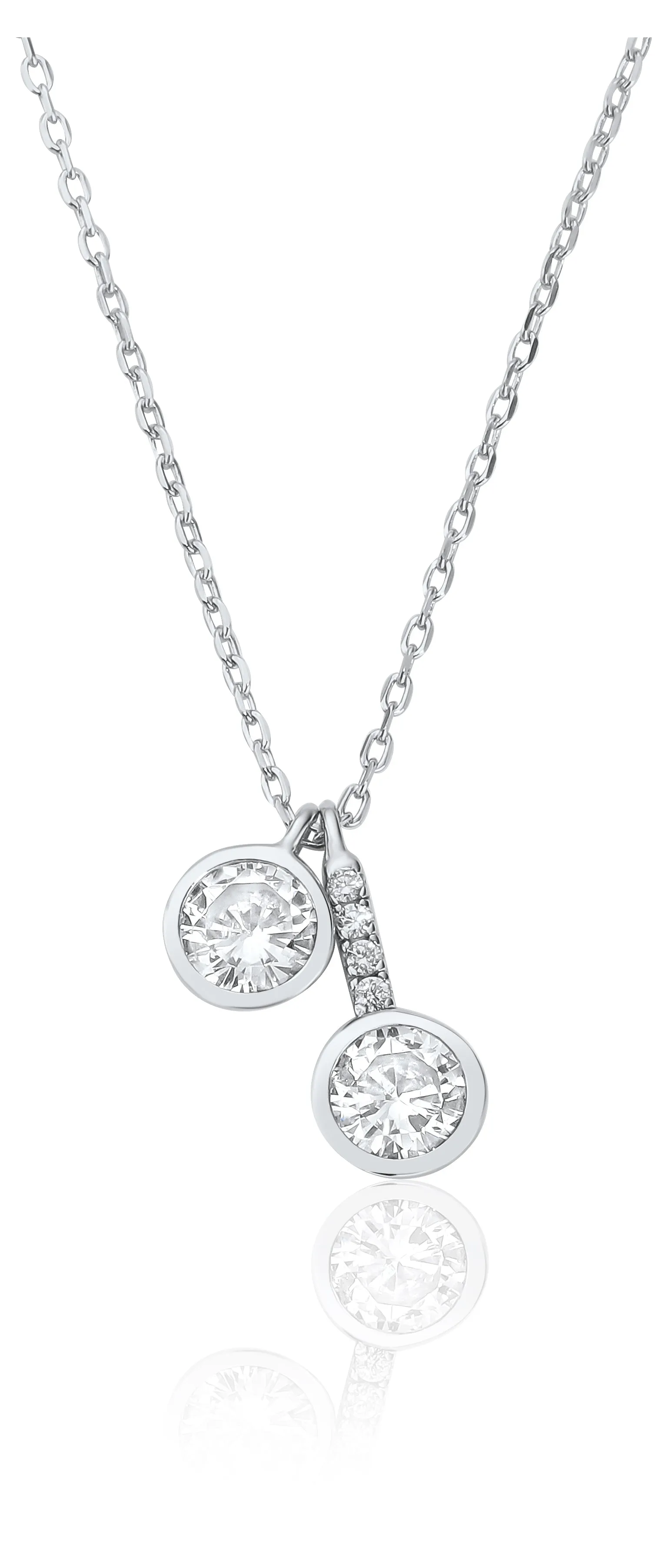 Waterford Jewellery Sterling Silver Cubic Zirconia Double Drop Necklace