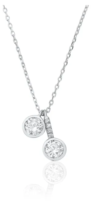 Waterford Jewellery Sterling Silver Cubic Zirconia Double Drop Necklace