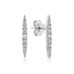 Waterford Jewellery Sterling Silver Cubic Zirconia Narrow Pointed Earrings