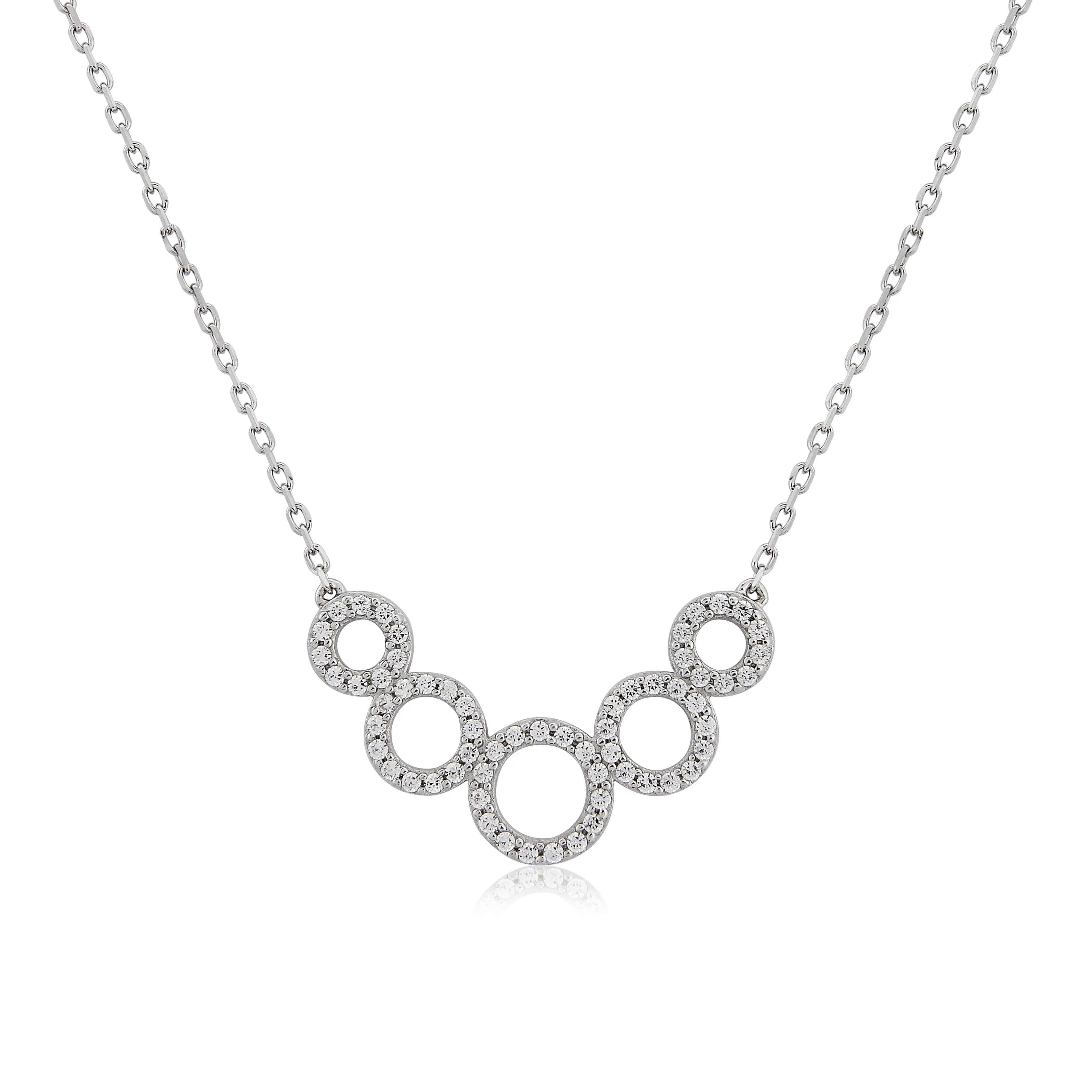 Waterford Jewellery Sterling Silver Cubic Zirconia Open Circles Necklace