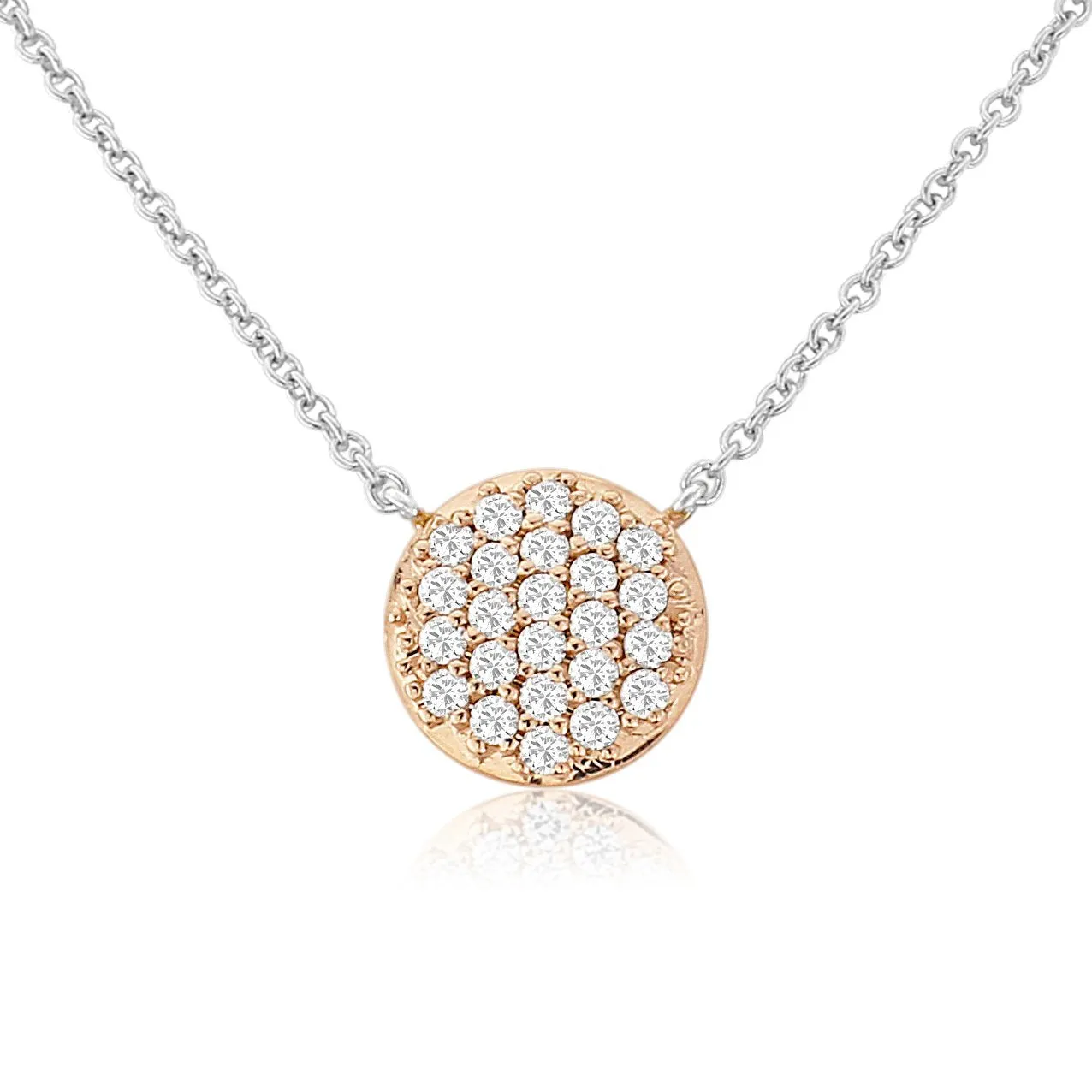 Waterford Jewellery Sterling Silver Rose Cubic Zirconia Circle Necklace D