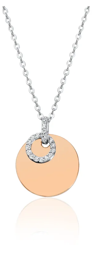 Waterford Jewellery Sterling Silver Rose Cubic Zirconia Disc Necklace