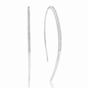 Waterford Jewellery Sterling Silver Cubic Zirconia Curved Drop Earrings