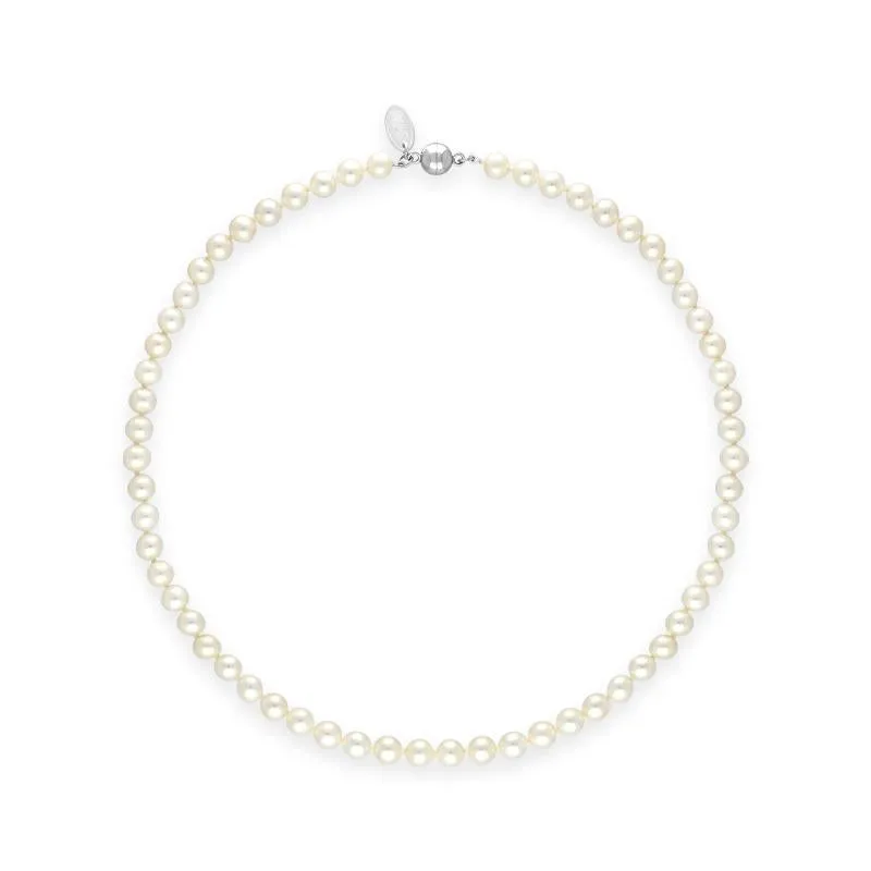 White Pearl 6mm Round Bead Necklace