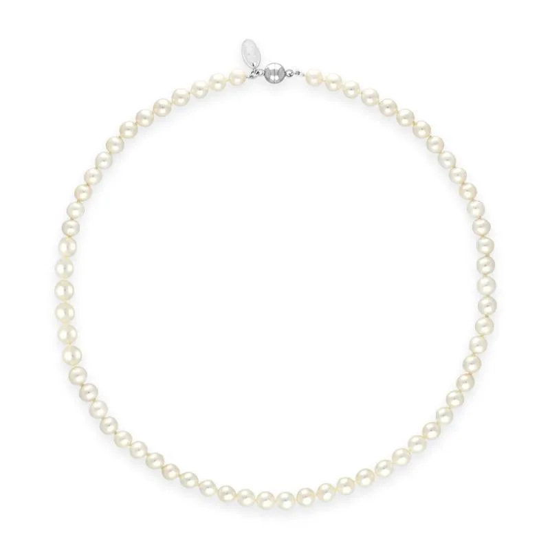 White Pearl 6mm Round Bead Necklace