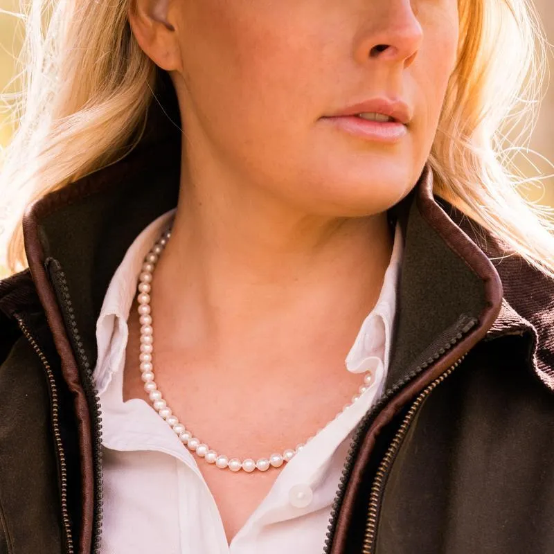 White Pearl 6mm Round Bead Necklace