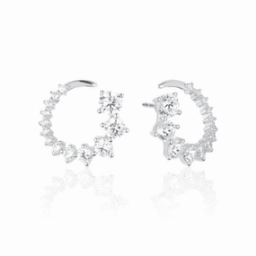 White Zirconia Belluno Circolo Earrings SJ-E42109-CZ-SS