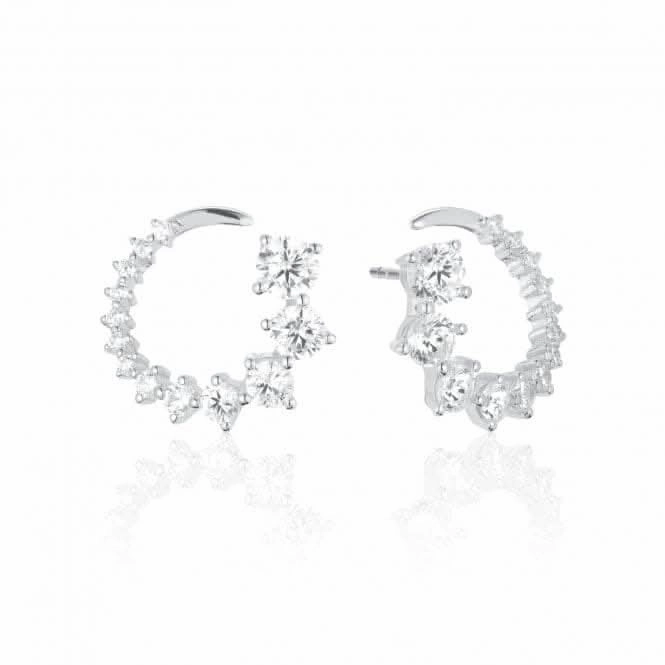 White Zirconia Belluno Circolo Earrings SJ-E42109-CZ-SS