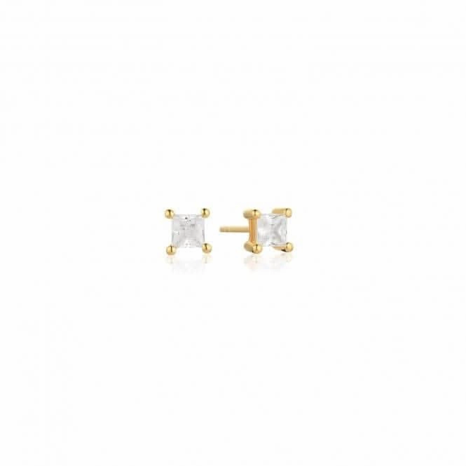 White Zirconia Ellera Quadrato Earrings SJ-E42277-CZ-YG