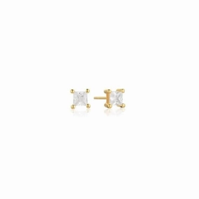 White Zirconia Ellera Quadrato Earrings SJ-E42277-CZ-YG