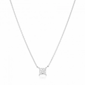 White Zirconia Ellera Quadrato Necklace SJ-N42279-CZ