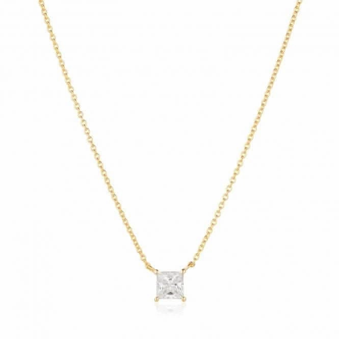 White Zirconia Ellera Quadrato Necklace SJ-N42279-CZ-YG
