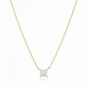 White Zirconia Ellera Quadrato Necklace SJ-N42279-CZ-YG