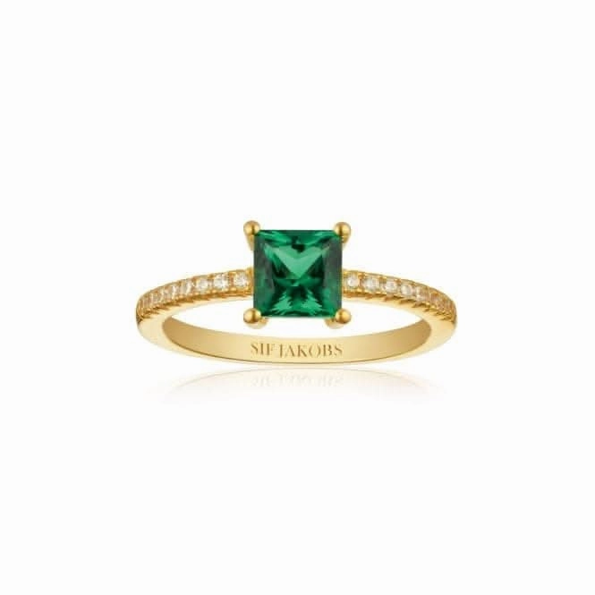 White Zirconia Ellera Quadrato Ring SJ-R42280-GCZ-YG