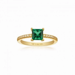 White Zirconia Ellera Quadrato Ring SJ-R42280-GCZ-YG