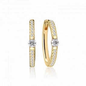 White Zirconia Ellera Uno Grande Earrings SJ-E22119-CZ-SG
