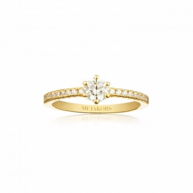 White Zirconia Ellera Uno Grande Ring SJ-R42282-CZ-YG