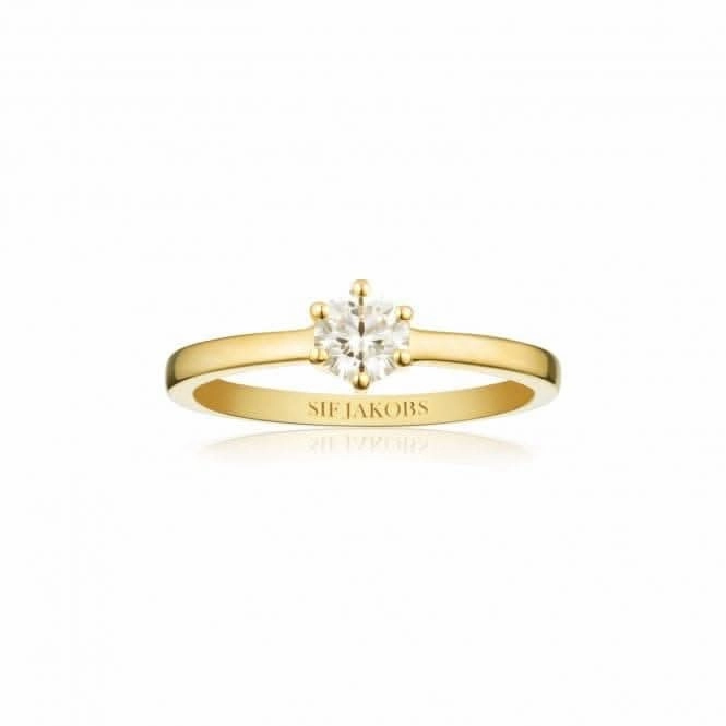 White Zirconia Ellera Uno Pianura Grande Ring SJ-R42283-CZ-YG