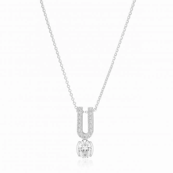 White Zirconia Ellisse Carezza Uno Necklace SJ-N2354-CZ