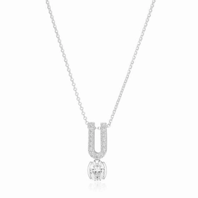 White Zirconia Ellisse Carezza Uno Necklace SJ-N2354-CZ