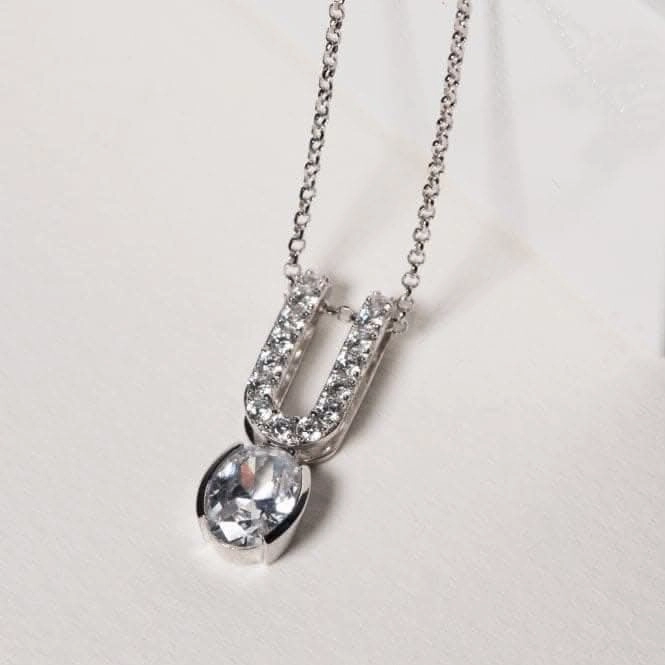 White Zirconia Ellisse Carezza Uno Necklace SJ-N2354-CZ