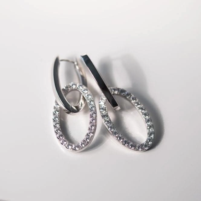 White Zirconia Ellisse Due Earrings SJ-E2310-CZ