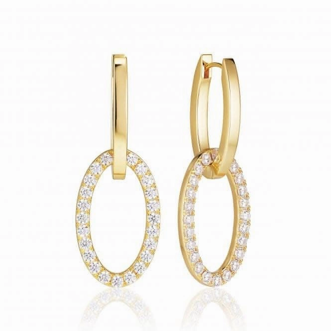 White Zirconia Ellisse Due Earrings SJ-E2310-CZ-YG