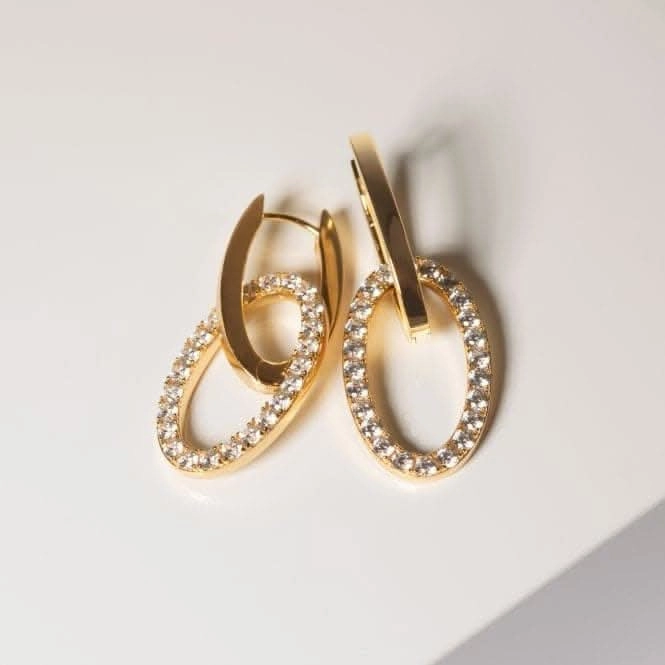 White Zirconia Ellisse Due Earrings SJ-E2310-CZ-YG