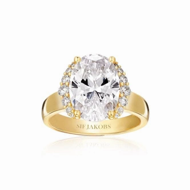 White Zirconia Ellisse Grande Ring SJ-R2342-CZ-YG