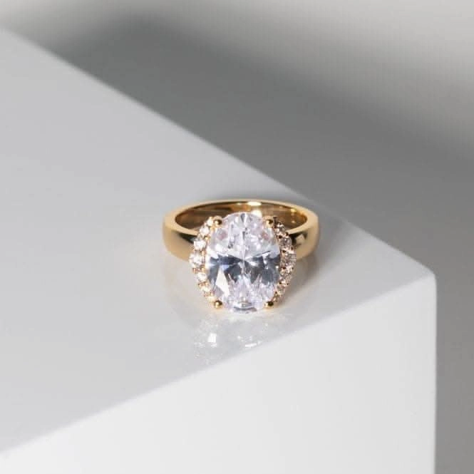 White Zirconia Ellisse Grande Ring SJ-R2342-CZ-YG