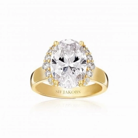 White Zirconia Ellisse Grande Ring SJ-R2342-CZ-YG