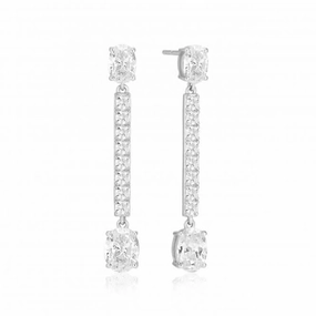 White Zirconia Ellisse Lungo Earrings SJ-E2322-CZ