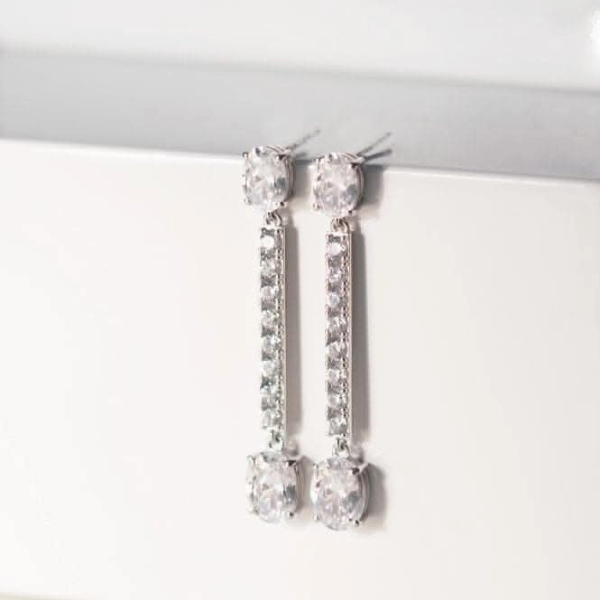 White Zirconia Ellisse Lungo Earrings SJ-E2322-CZ