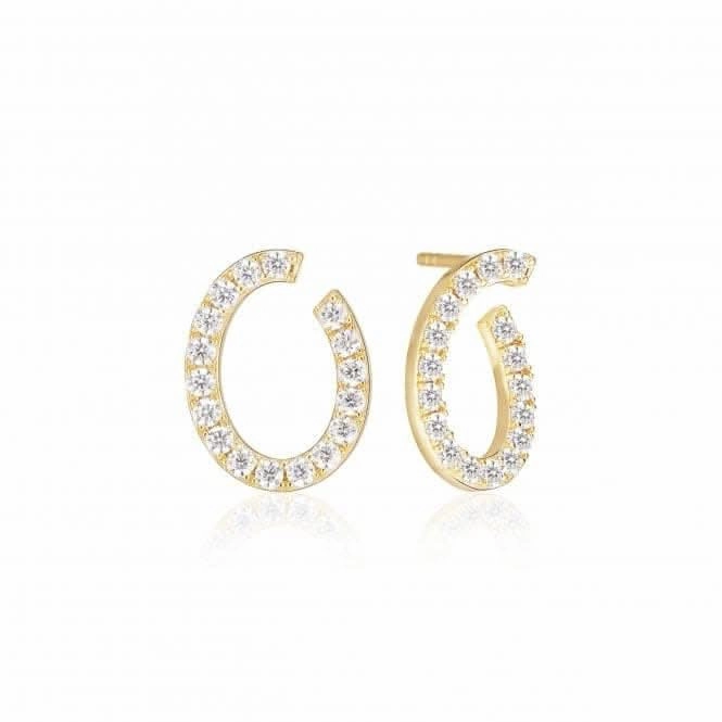 White Zirconia Ellisse Ovale Earrings SJ-E2321-CZ-YG