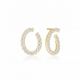 White Zirconia Ellisse Ovale Earrings SJ-E2321-CZ-YG
