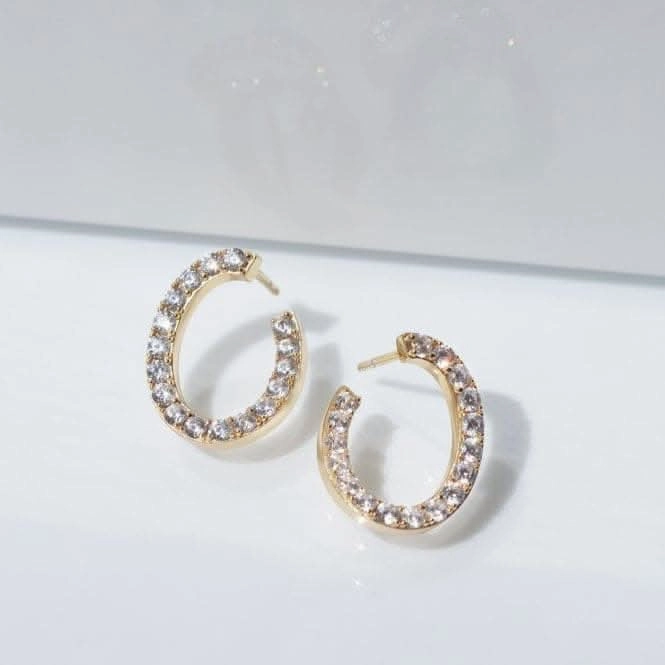 White Zirconia Ellisse Ovale Earrings SJ-E2321-CZ-YG
