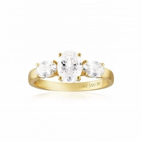 White Zirconia Ellisse Tre Ring SJ-R2340-CZ-YG
