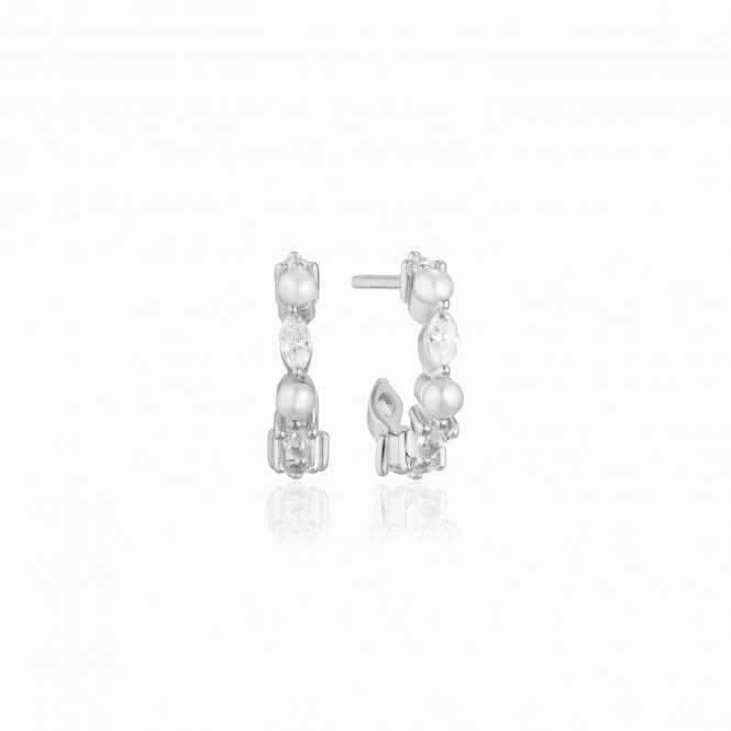 White Zirconia Freshwater Pearl Adria Creolo Piccolo Earrings SJ-E12234-PCZ