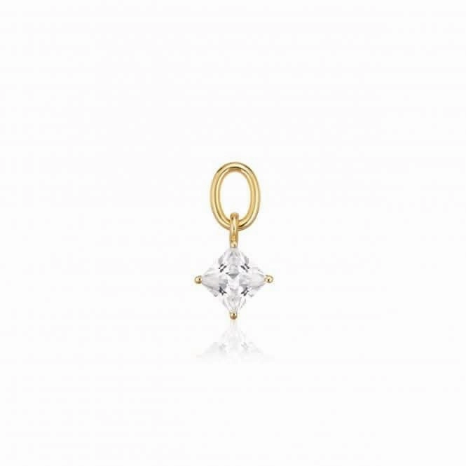 White Zirconia Lati Quattro Earring Charm SJ-CH2375-CZ-YG