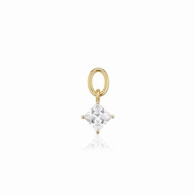 White Zirconia Lati Quattro Earring Charm SJ-CH2375-CZ-YG