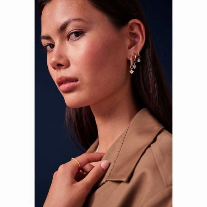 White Zirconia Occhio Earring Charm SJ-CH2376-CZ-YG