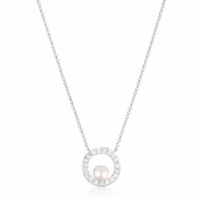 White Zirconia Ponza Circolo Necklace SJ-N12348-PCZ