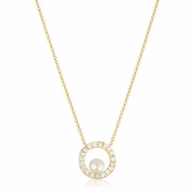 White Zirconia Ponza Circolo Necklace SJ-N12348-PCZ-YG