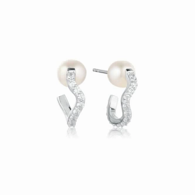 White Zirconia Ponza Creolo Medio Earrings SJ-E12354-PCZ