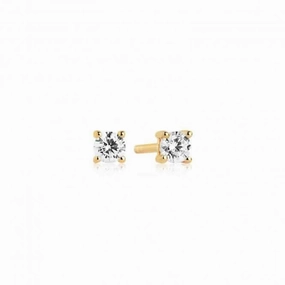 White Zirconia Princess Piccolo Earrings SJ-E3MMRD-CZ-YG
